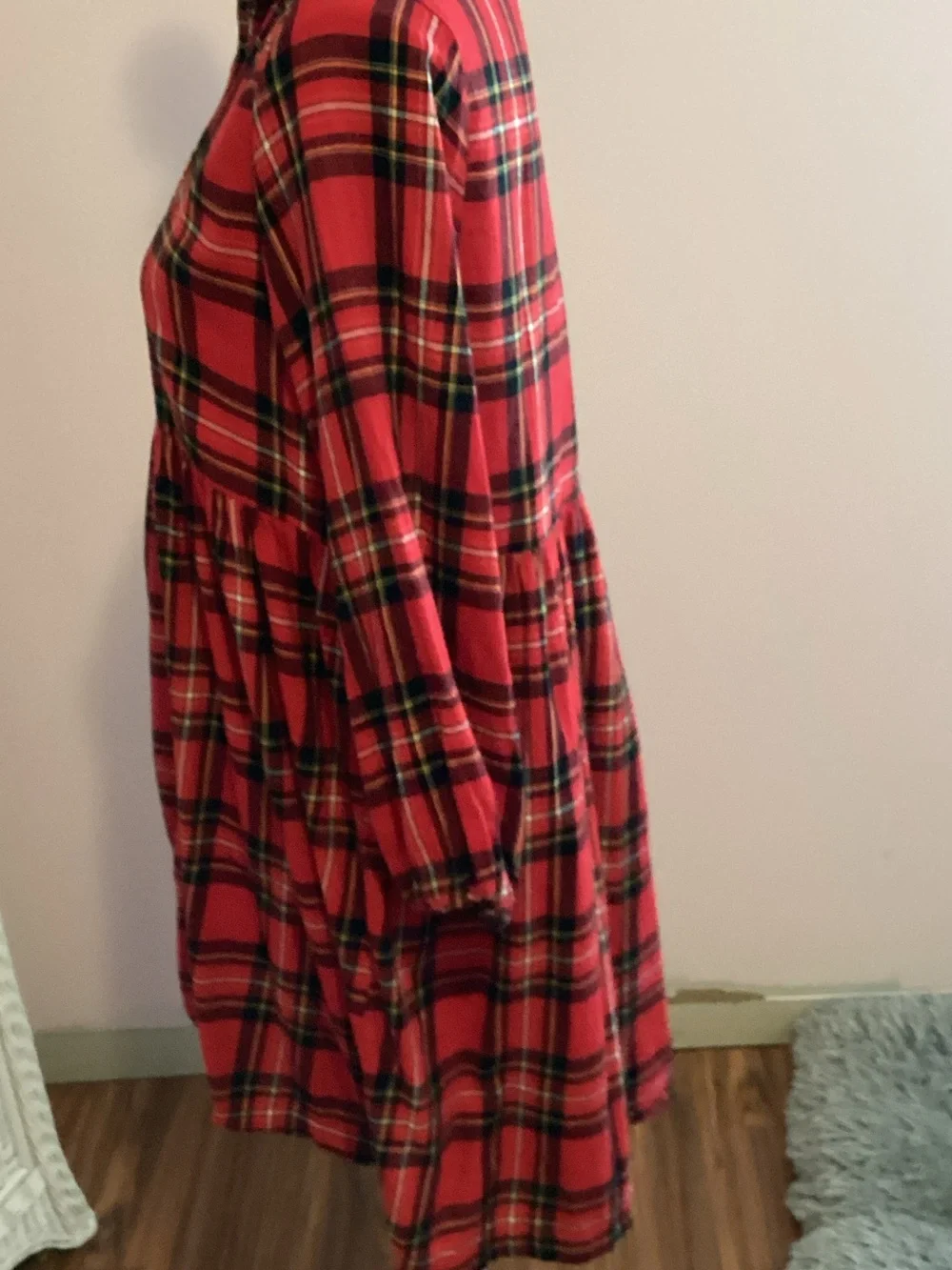Old Navy Red Plaid Button-Front Shirt Dress